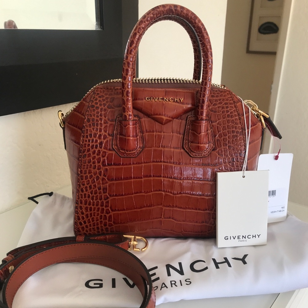 SOLD Givenchy Antigona Mini Croc cognac